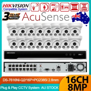 Hikvision 4K 16CH 16POE NVR 4K 8MP IR MIC POE IP Camera Outdoor CCTV System Kit - Picture 1 of 27
