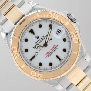 Rolex Yacht-Master 35mm Two-Tone White Dial Rotating Bezel Oyster Band 168623 - Picture 1 of 11
