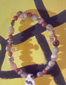 Golden Sandstone & Agate Stretchable Bracelet - Picture 1 of 1