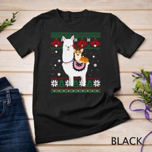 Funny Corgi Riding Llama Christmas Gifts Corgi Xmas ugly Unisex T-shirt - Imagen 1 de 15