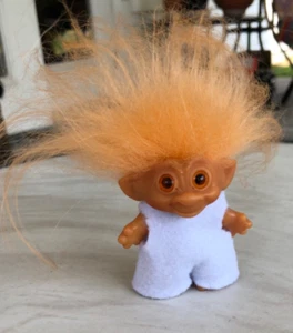 Vintage Uneeda Wishnik Troll Doll 1960s 2 1/2" + apricot Mohair - Picture 1 of 6