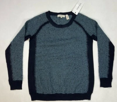 Suéter ligero tejido mezcla mohair lino Inhabit para mujer pequeño azul negro Foto 1 de 4