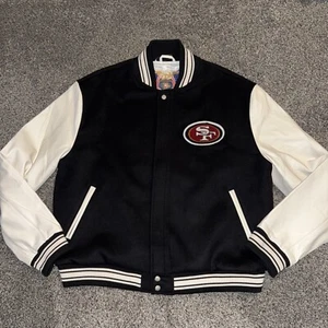 Jeff Hamilton San Francisco 49ers Limited Edition Wool Leather Jacket Mens Sz L - Picture 1 of 11