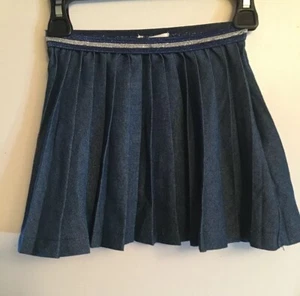 NEW ZARA Girls Casual Collection Blue Chambray Pleated Elastic Waist Skirt Sz  4 - Picture 1 of 5