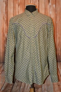 Diesel Men's Olive Purple Spots Snap Buttons Western Casual Shirt Sz 2XL - Picture 1 of 10