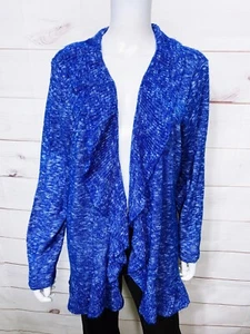 Dressbarn Womens Open Front Cardigan Size 1X Blue Long Sleeve - Picture 1 of 8