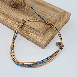 Pura Vida Original Bracelet – Blue, Silver & Orange with Silver P Tag - Picture 1 of 7