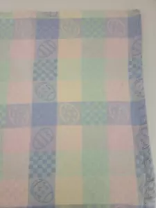 Vintage Easter Tablecloth Cotton 74” X 55” Eggs Pastel Pink Blue Green Oval - Picture 1 of 4