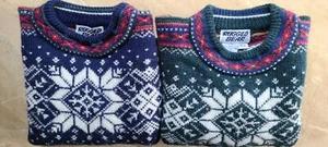 2 set Rugged Bear sweaters Little Boys 4-5 Blue & green fair isle 100% Wool  - Picture 1 of 8