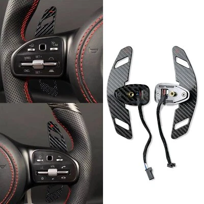Palanca de cambios de volante de fibra de carbono para Mercedes Benz AMG A C E S CLA GLA Foto 1 de 4