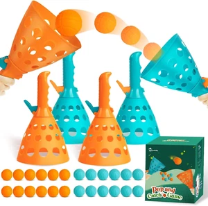 Pop & Catch Ball Game 24 Balls 4 Launchers Outdoor Indoor Beach Toy for Kids - Picture 1 of 12
