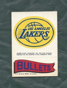 1969 Topps Basketball Sticker Los Angeles Lakers Baltimore Bullets EXMT - Bild 1 von 2