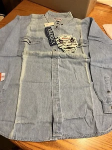 Perry Ellis America Mens Denim Long Sleeve Button Down Jean Shirt XL NOS - Picture 1 of 6