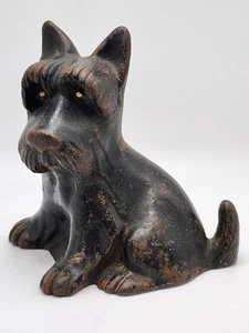 Cast Iron Scottie Dog Door Stop Terrier Vintage Patina Black Heavy - Picture 1 of 9