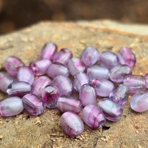 Sweet 5mm Vintage Glass Beads Purple Pink Porphyr Style Spacers Lot of 30 - Picture 1 of 4