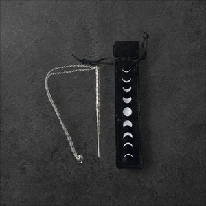 NEW 5” Silvertoned Witch Wand Necklace With Case Unique And RARE - Picture 1 of 5