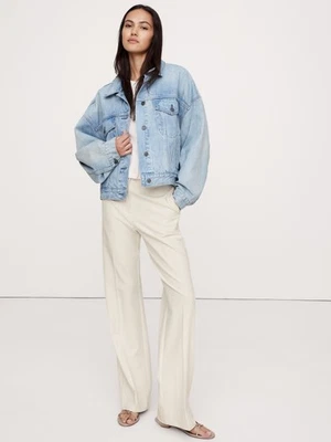 Banana Republic 4P 4 Petite High-Rise Modern Straight Refined Pant Cream White! - Image 1 of 4