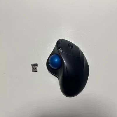 Logitech Logi M570 Wireless Trackball Mouse & Paired Receiver Blue Ball - Works - Image 1 of 4