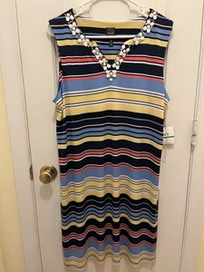 Rafaella Dress NWT Women’s Large Sleeveless Multicolor Embellished Neckline - Picture 1 of 7