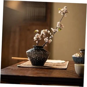 Ceramic Rustic Farmhouse Vase,Pottery Decor Flower Sand Glaze Black and White - Picture 1 of 7