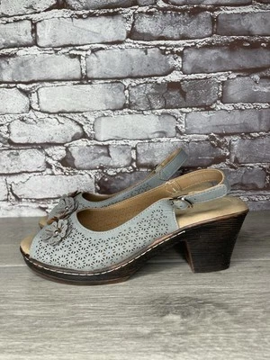 Patrizia Spring Step Blue Floral Laser Cut Peep Toe Heel Sandals Women 41EU/10.5 - Image 1 of 4