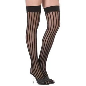 Smiffys - Black Thigh High Stripy Stockings - Womens - Picture 1 of 1