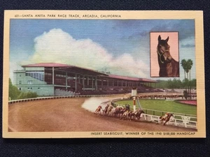 Pferderennen großer Seabeks am schönen Santa Anita Park Rennstrecke Postkarte - Bild 1 von 2