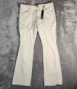 NovaMen Pants Men's 42X36 Cream Dogwood Stacked Skinny Flare Pants - Picture 1 of 15