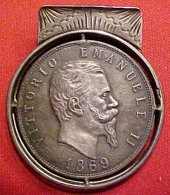 Italy 1868 5 Lire sterling silver Money Clip - Image 1 of 2