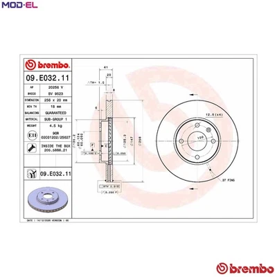 2x BRAKE DISC 09.E032.11 FOR OPEL B 10 XL 3cyl KARL - Image 1 of 4