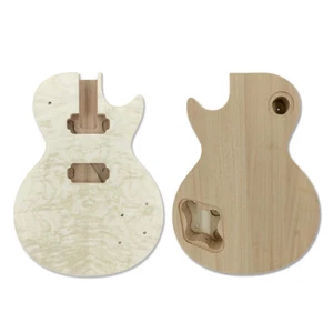 Mahogany Electric Guitar Body Quilted Maple Veneer Unfinished HH Pickup - Picture 1 of 5