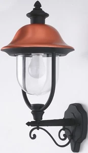 TYRELL APPLIQUE LAMPADA LANTERNA DA PARETE ESTERNA IN ALLUMINIO NERO-RAME 40 W - Foto 1 di 1