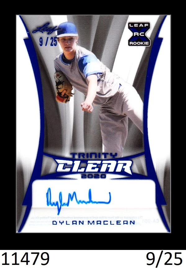 1-2020 LEAF TRINITY CLEAR BLUE PARALLEL AUTO DYLAN MacLEAN RANGERS 9/25  - Image 1 of 1