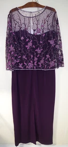 AB2 La Belle Fashions Long Dress Lace Beads Floral Vintage Party Formal Gown XL - Picture 1 of 10