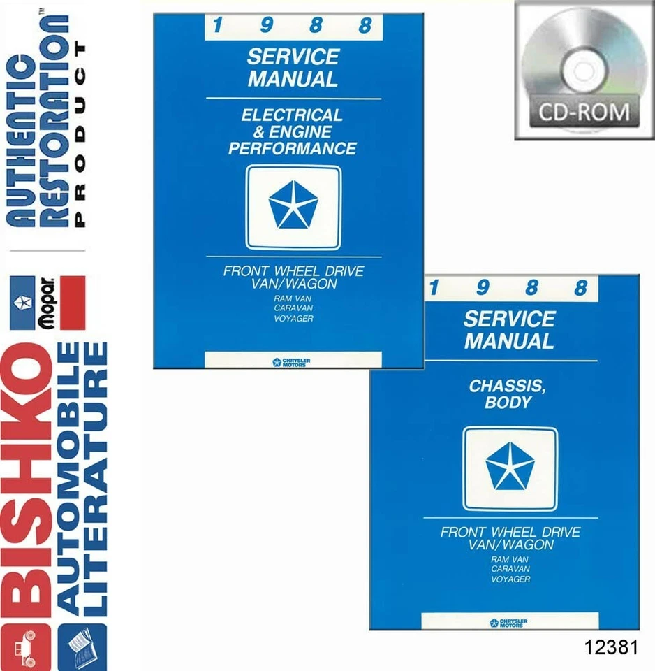 1988 Dodge Caravan Plymouth Voyager Factory Shop Service Repair Manual CD Foto 1 de 1