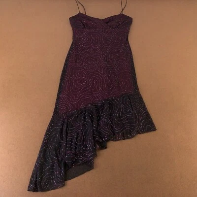 Jodi Kristopher Juniors Medium Plum Rhinestone Sleevless Asymmetric Hem Dress - Image 1 of 4