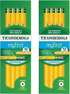 Dixon Ticonderoga Beginners Primary Pencils, 2, Yellow, Box of 12 (13308) 2 Pack - Picture 1 of 5