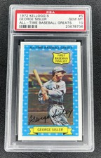 RARE 1972 KELLOGGS ALL TIME GREATS GEORGE SISLER PSA 10 PERFECT!!!