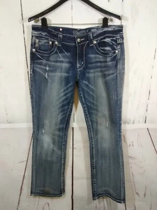 Miss Me Jeans Womens 32 Bootcut Aztec Studded Rhinestones Distressed Western - Picture 1 of 9