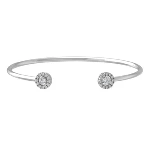 Sterling Silver Lab Grown Diamond Bangle Bracelet 7" Holiday Gift - Picture 1 of 5