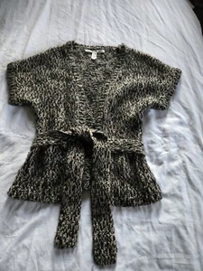 Diane Von Furstenberg Wool Black And White Belted Sweater Vest Size Petite - Picture 1 of 3