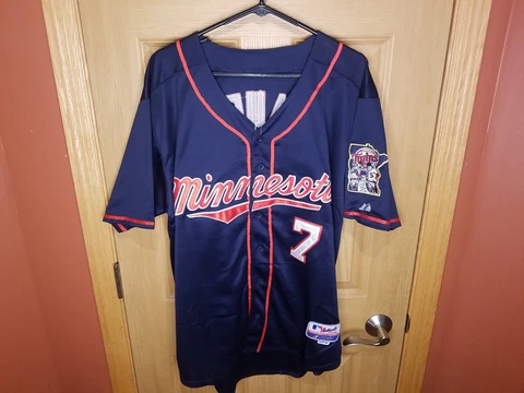 Minnesota Twins Joe Mauer Majestic  Cool Base MLB Baseball Jersey Blue Size 50 Cover