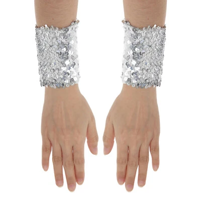 Womens Tassel Glitter Long Gloves Sequin Opera Fingerless Glove Rave Arm Sleeves - Image 1 of 3