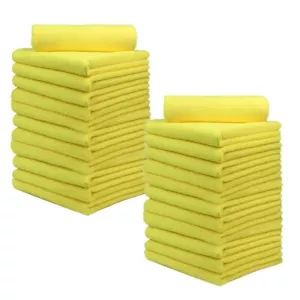 24 Pcs Microfiber Cloth No-Scratch Car Polishing Rag 16x16" 380 GSM Yellow - Picture 1 of 12