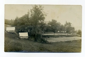 Walden VT, canchas de tenis, pequeños jugadores, tiendas de campaña, postal de 1909 RPPC, Caledonia Co - Imagen 1 de 3