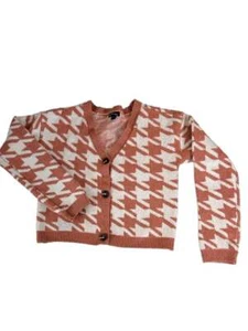 Girls' Houndstooth Button-Up Cardigan - Pink/White - Picture 1 of 6
