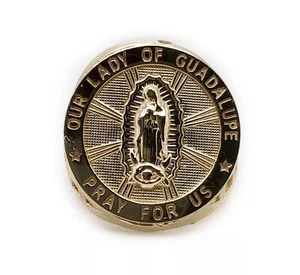 Mens Ring 10K Solid Yellow Gold Virgin Mary Our Lady of Guadalupe Pray For Us - Picture 1 of 10