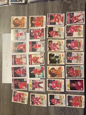 1980’s  OPC Topps Team LOT of 28 Detroit RED WINGS o-pee-chee, see phot - Image 1 of 4