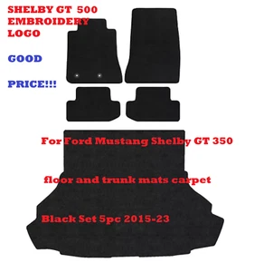 For Ford Mustang Shelby GT 500 floor and trunk mats carpet Black Set 5pc 2015-23 - Picture 1 of 1