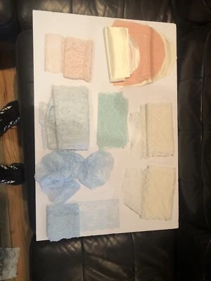 Lote Vintage Encaje Blanco Costura Borde Plano Reunido Encaje Borde Paquete Foto 1 de 4